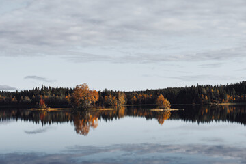 reflections on the lake in autumn