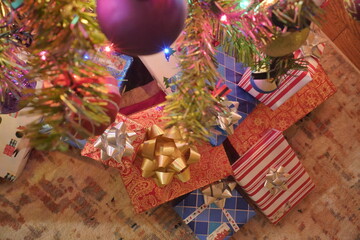 Christmas Presents under the Christmas Tree on Christmas Eve