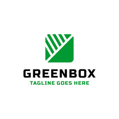 Green Box Icon. Leaf Vector Modern Symbol. Company Logo Design Inspiration.