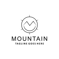 Fototapeta premium Mountain Icon. line peak Vector Modern Symbol. Company Logo Design Inspiration.
