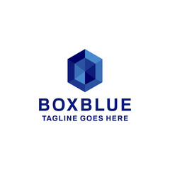 Box Technology Icon. blue app Vector Modern Symbol. Company Logo Design Inspiration.