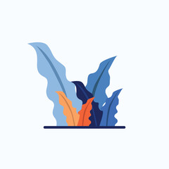 abstract tropical plants and leaves illustration. colorful flat style leaves. Suitable for social media posts, mobile apps, greeting cards, posters, placards, banners design and web internet ads