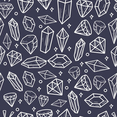 Fototapeta na wymiar Set gems stones and diamond seamless pattern vector design illustration