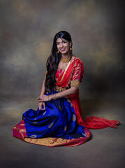 Indian girl portrait in saree for lights festival Diwali