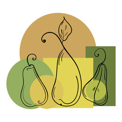 set of abstract pears in green and yellow shades