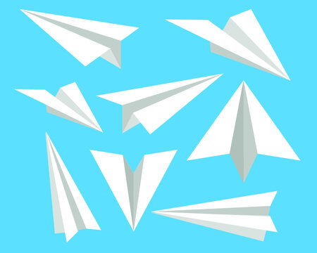 Paper airplanes icons set. Vector illustration