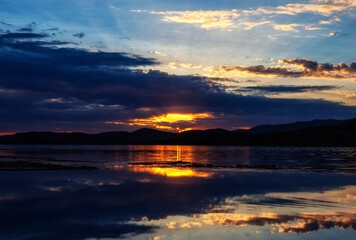Sunset of Mongolian great lake