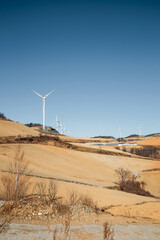 Panoramic view of Anbandegi mountain village at winter in Gangneung, Korea