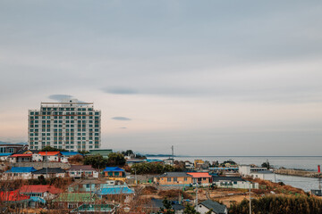 Jumunjin seaside village panorama view in Gangneung, Korea