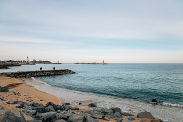 Yeongjin Beach and seawall in Gangneung, Korea