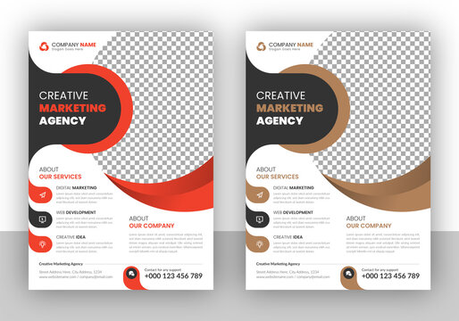 Modern multipurpose creative corporate business agency marketing flyer and brochure cover page design in a4 size paper sheet with creative shape in a minimal template with clean and modern typography.