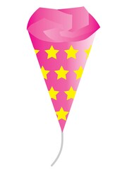 1つのピンクのパーティークラッカーのイラスト