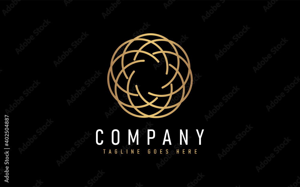 Poster abstract modern logo design based from circular round lines. geometric colorful lines symbol. usable