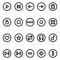 simple icon sets of music player button perfect for app, music player, user interface, multimedia, etc. editable stroke