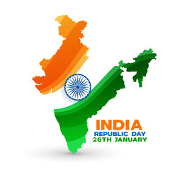 map of republic india with flag and askoka chakra