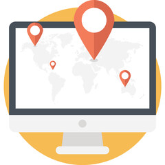 Online Map Flat Colored Icon