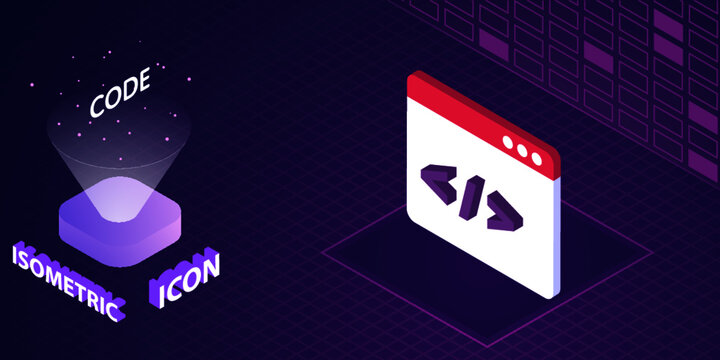 Code isometric icon. Vector illustration. 3d concept