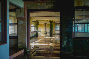 Fototapeta na wymiar Abandoned hotel on Bali island in Indonesia