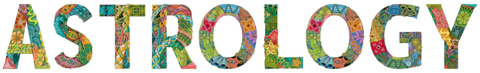 Word ASTROLOGY zentangle stylized, vector, illustration, freehand pencil