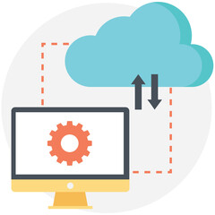 Cloud data transformation, flat vector icon