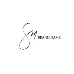 Initial SM beauty monogram and elegant logo design