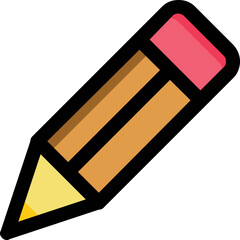 Graphic illustration of a simple pencil. Edit logo. Color pencil vector icon