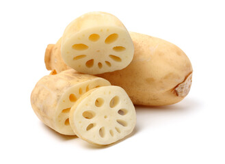 Lotus root on the white background