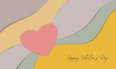 Happy valentine's day greeting card with papercut design