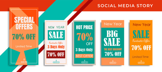 5 set Social Media Network Sales Banner Backgrounds, Mobile App, Poster, Flyer, Coupon,Advertisement,  Smartphone Template Story, Abstract liquid Modern shapes. editable template eps 10 vector.