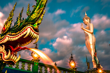 Background of Thailand's Chonburi religious attractions (Wat Khao Phra Khru viewpoint), with...