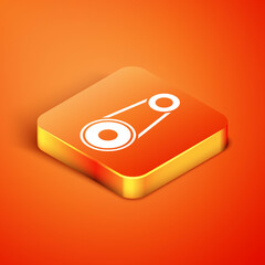 Isometric Timing belt kit icon isolated on orange background. Vector.