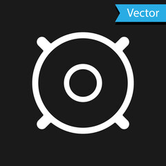 White Car audio speaker icon isolated on black background. Vector.