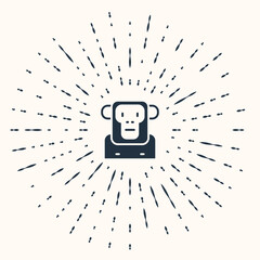 Grey Monkey icon isolated on beige background. Abstract circle random dots. Vector.