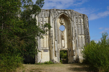 old stone ruins of a church in the Loire valley, France on a sunny day