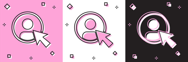 Set Create account screen icon isolated on pink and white, black background. Vector.