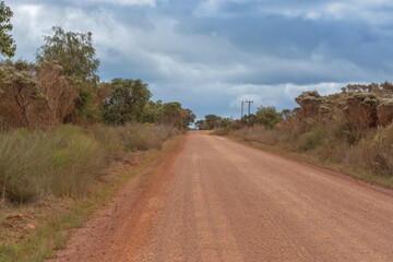 Dusty gravel Road (Scott River Road) east of Augusta in Western Australia