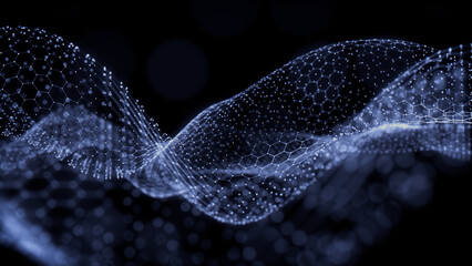 Medical Innovation concept. Scientific information represented as a High Tech Futuristic Particle Network. Abstract background. 3D render