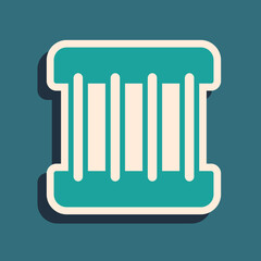 Green Prison window icon isolated on green background. Long shadow style. Vector.