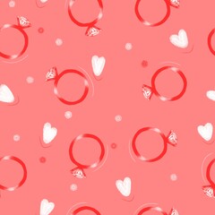 Valentine's  day ring heart seamless pattern