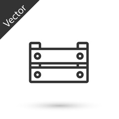 Grey line Wooden box icon isolated on white background. Grocery basket, storehouse crate. Empty wooden container for vegetables, products. Vector.
