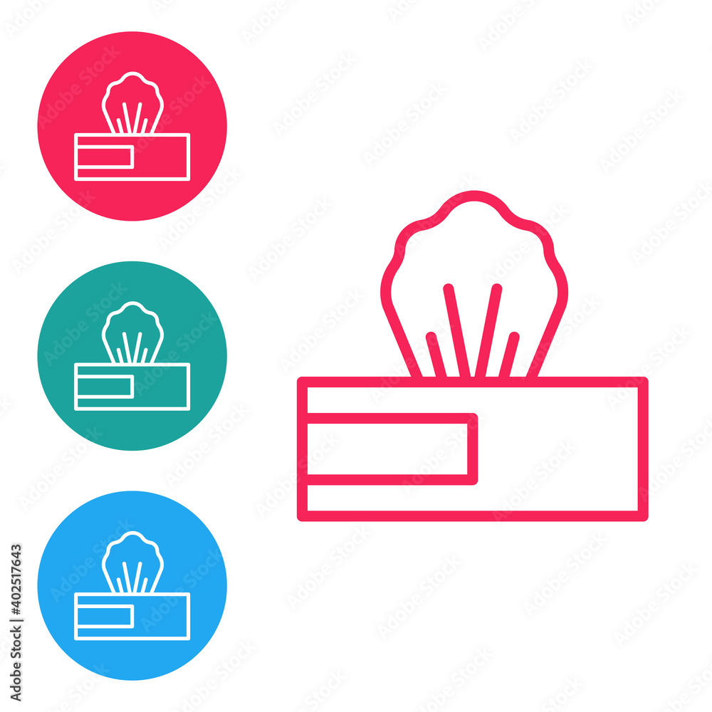Aufkleber red line wet wipe pack icon isolated on white background. set icons in circle buttons. vector..