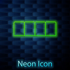 Glowing neon line Dentures model icon isolated on brick wall background. Teeth of the upper jaw. Dental concept. Vector. © vector_v