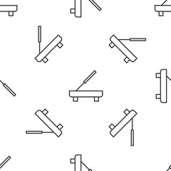 Grey line Scented spa stick on a wooden stand icon isolated seamless pattern on white background. Incense stick. Cosmetic procedure aromatherapy. Vector.