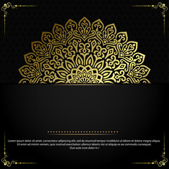 Luxury gold mandala ornate background for wedding invitation, book cover with mandala element style premium vector