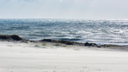 Fototapeta premium 強風と飛砂と海