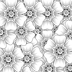 Circular pattern in the form of mandala with flower for henna, mehndi, tattoo, decoration. decorative ornament in ethnic oriental style. coloring book page.