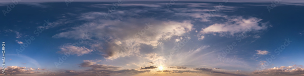Canvas Prints seamless evening blue sky hdri panorama 360 degrees angle view with zenith and beautiful clouds for 