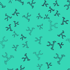 Black line Bicycle handlebar icon isolated seamless pattern on green background. Vector.