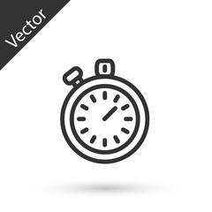 Grey line Stopwatch icon isolated on white background. Time timer sign. Chronometer sign. Vector.