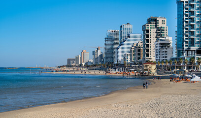  Sand beach and  promenade old Jaffa - Tel Aviv, Israel. 